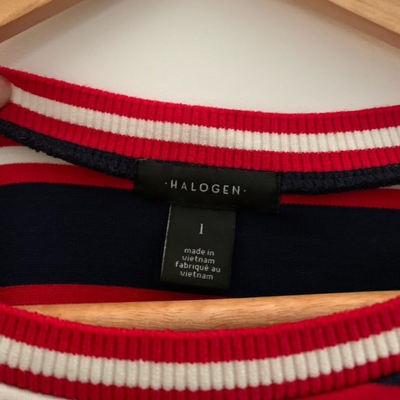 Halogen: Striped Long Sleeve Crew Neck Top - Picture 5 of 14